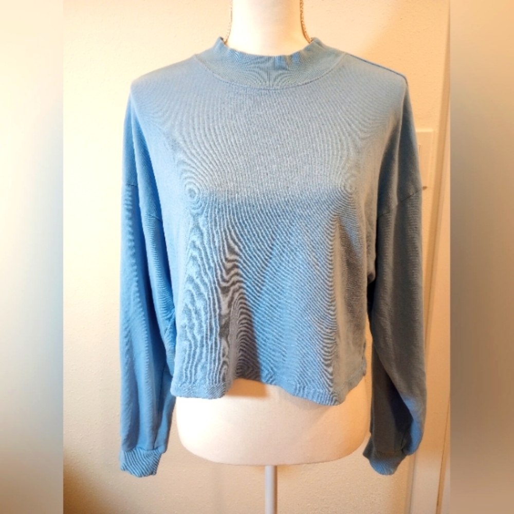 Wild Fable Blue Crop Knit Top, Sz XS
